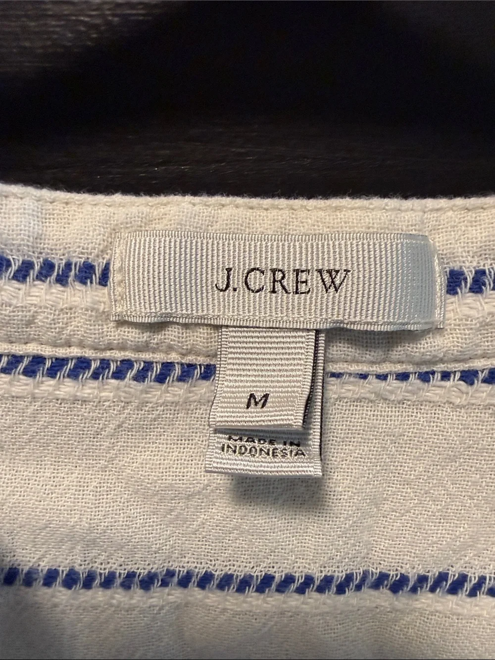 J. Crew Ivory Knit Top with Blue Stripe Detail